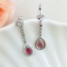  SELOVO Women Girls Drop Earrings Shinning Rose Red Cubic Zirconia Dangle Earrings Silver Tone